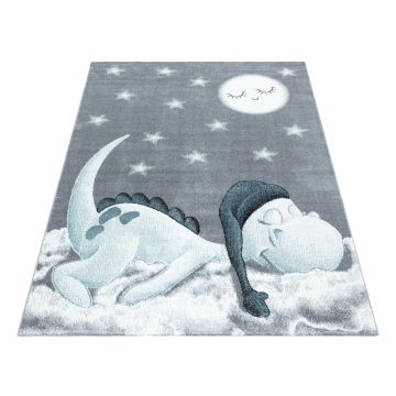 Bambi Schlafender alfombra habitación infantil pelo corto rectangular 120x170cm azul