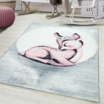 Bambi Ciervos alfombra habitación infantil pelo corto rectangular 80x150cm rosa