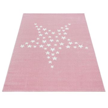 Bambi Estrella alfombra habitación infantil pelo corto rectangular 120x170cm rosa