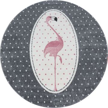 Kids Flamingo alfombra habitación infantil pelo corto redondo Ø 160cm rosa