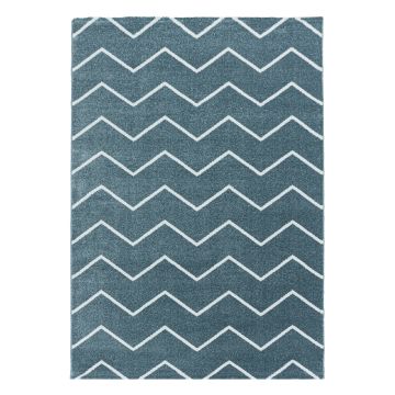 Rio Zigzag alfombra pelo largo rectangular 140x200cm azul