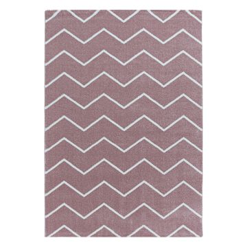 Rio Zigzag alfombra pelo largo rectangular 140x200cm rosa