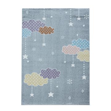 Lucky Nubes alfombra bebé habitación infantil pelo corto rectangular 80x150cm gris