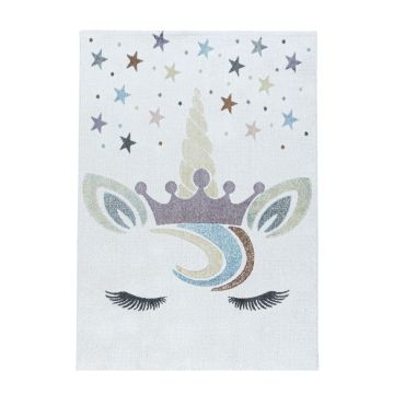 Lucky Unicornio alfombra bebé habitación infantil pelo corto rectangular 200x290cm blanco