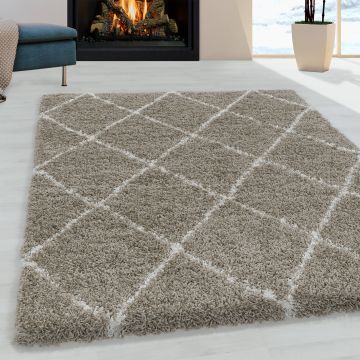 Alvor Shaggy alfombra pelo largo corredor 80x250cm beige