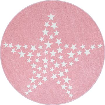 Bambi Estrella alfombra habitación infantil pelo corto redondo Ø 120cm rosa