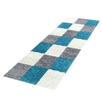 Life Shaggy Bloque alfombra pelo largo corredor 80x250cm turquesa