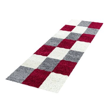 Life Shaggy Bloque alfombra pelo largo corredor 80x250cm rojo