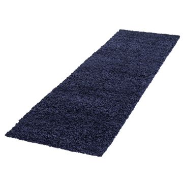 Life Shaggy alfombra pelo largo corredor 80x250cm azul marino