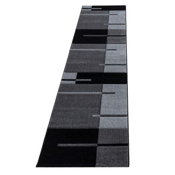 Hawaii Rayas alfombra pelo corto corredor 80x300cm gris