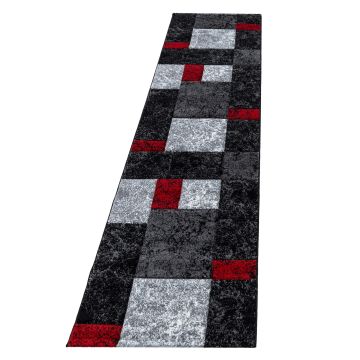 Hawaii Bloquea alfombra pelo corto corredor 80x300cm rojo