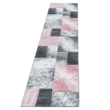 Hawaii Tetris alfombra pelo corto corredor 80x300cm rosa