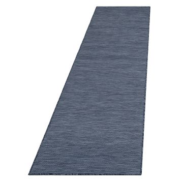 Mambo alfombra tejida plana corredor 67x230cm azul