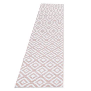 Plus Rhombus alfombra pelo corto corredor 80x300cm rosa