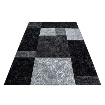 Hawaii Bloquea alfombra pelo corto rectangular 120x170cm negro