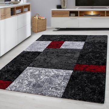 Hawaii Bloquea alfombra pelo corto rectangular 80x150cm rojo