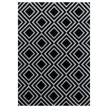 Costa Rhombus alfombra pelo corto rectangular 160x230cm negro