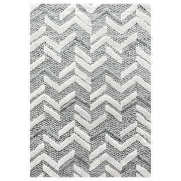 Pisa Zigzag alfombra pelo largo rectangular 280x370cm gris