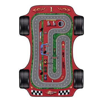 Play Pista de Carreras alfombra de juego antideslizante habitación infantil de bucle rectangular 80x120cm rojo