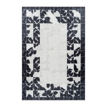 Fiesta Lento antideslizante alfombra tejida plana rectangular 120x170cm negro