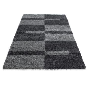 Gala Shaggy alfombra pelo largo corredor 100x200cm gris