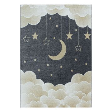 Funny Luna y Estrella alfombra bebé habitación infantil pelo corto rectangular 160x230cm amarillo