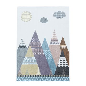 Lucky Montañas alfombra bebé habitación infantil pelo corto rectangular 80x150cm multicolor