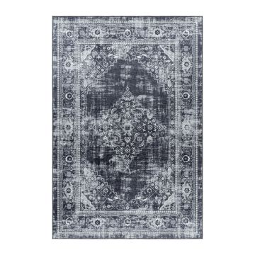 Fiesta Vintage antideslizante alfombra tejida plana corredor 80x250cm negro